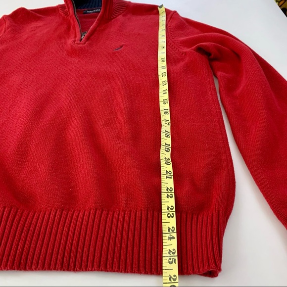 Nautica Quarter Zip Sweater Red men's size Small - Picture 5 of 9